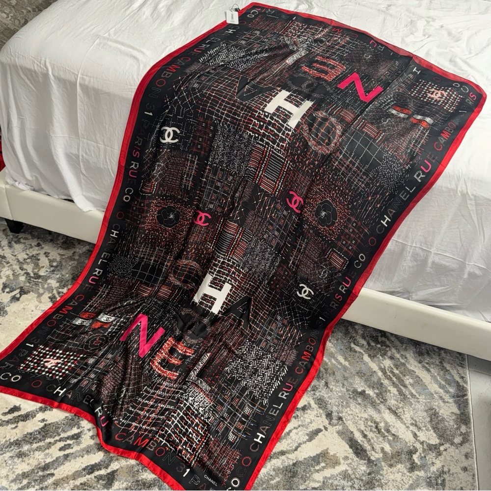 Chanel silk scarf shawl
